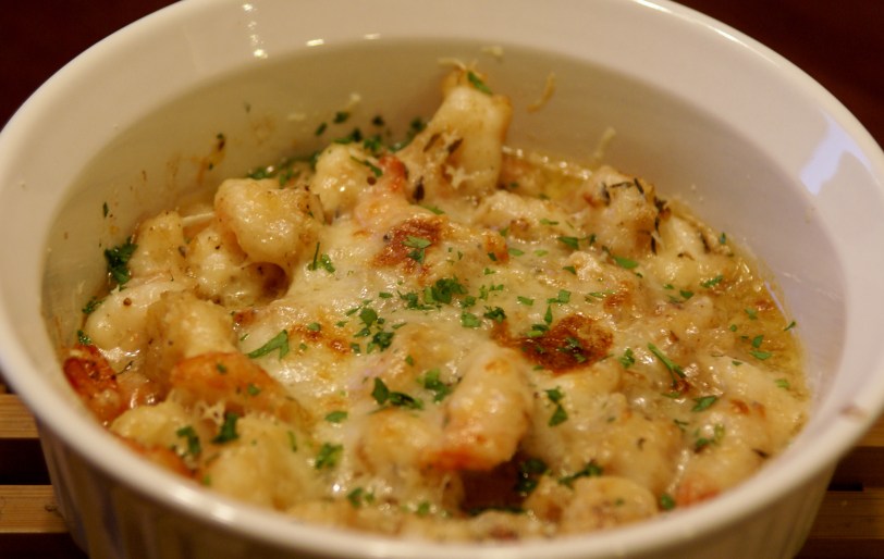 Shrimp Gratineéd with Wine, Garlic, and Herbs
