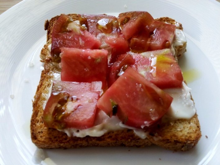 Heirloom Tomato and Mayo Toast. (c) 2012 Jennifer Duque