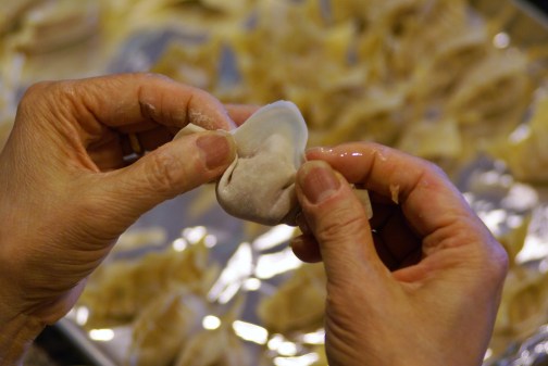Mom wrapping wontons 2